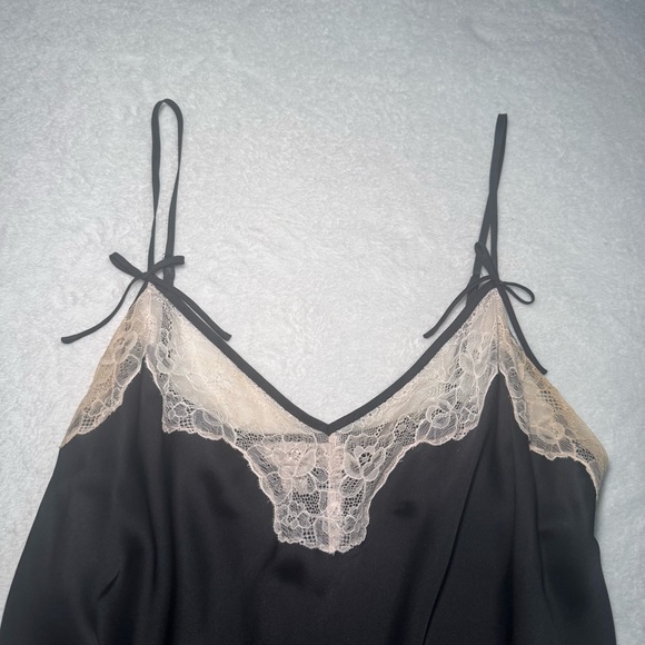 Cute Black Slip Dress with Lace Trim - Picture 2 of 7